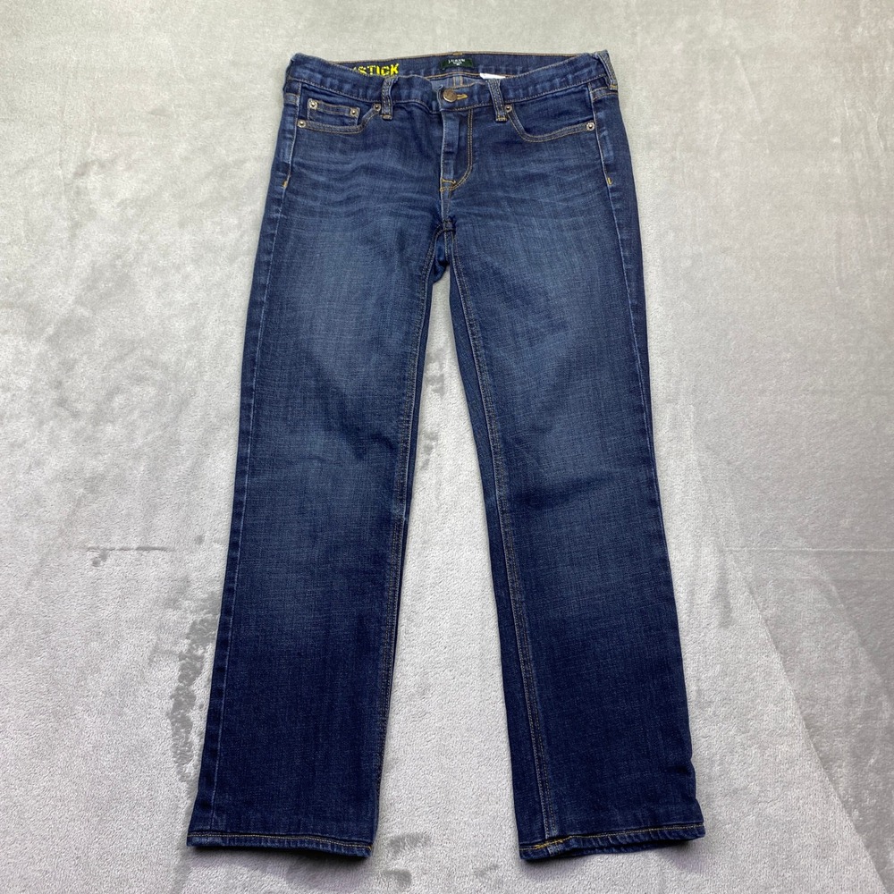 J.Crew Matchstick Jeans Womens 28 Dark Wash Blue Straight Leg Stretch Grunge‎